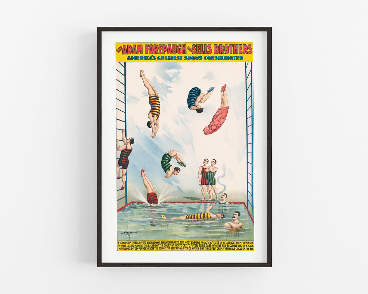 Circus of the sea | 1898 | Vintage French diving advertisement | Bathroom, kids, game room wall art | Modern vintage décor | Eco-friendly