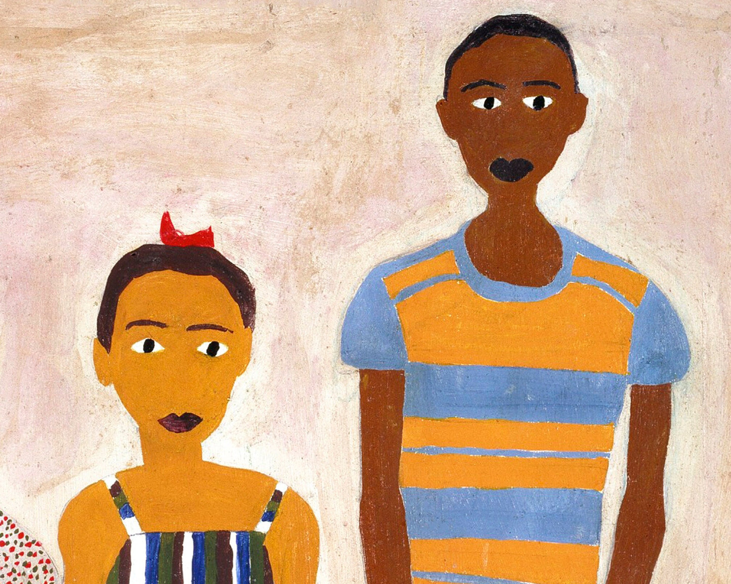 Portrait of 3 children | 1944 | Vintage African American folk art | Black artist | Primitive Americana wall art | Person of color art