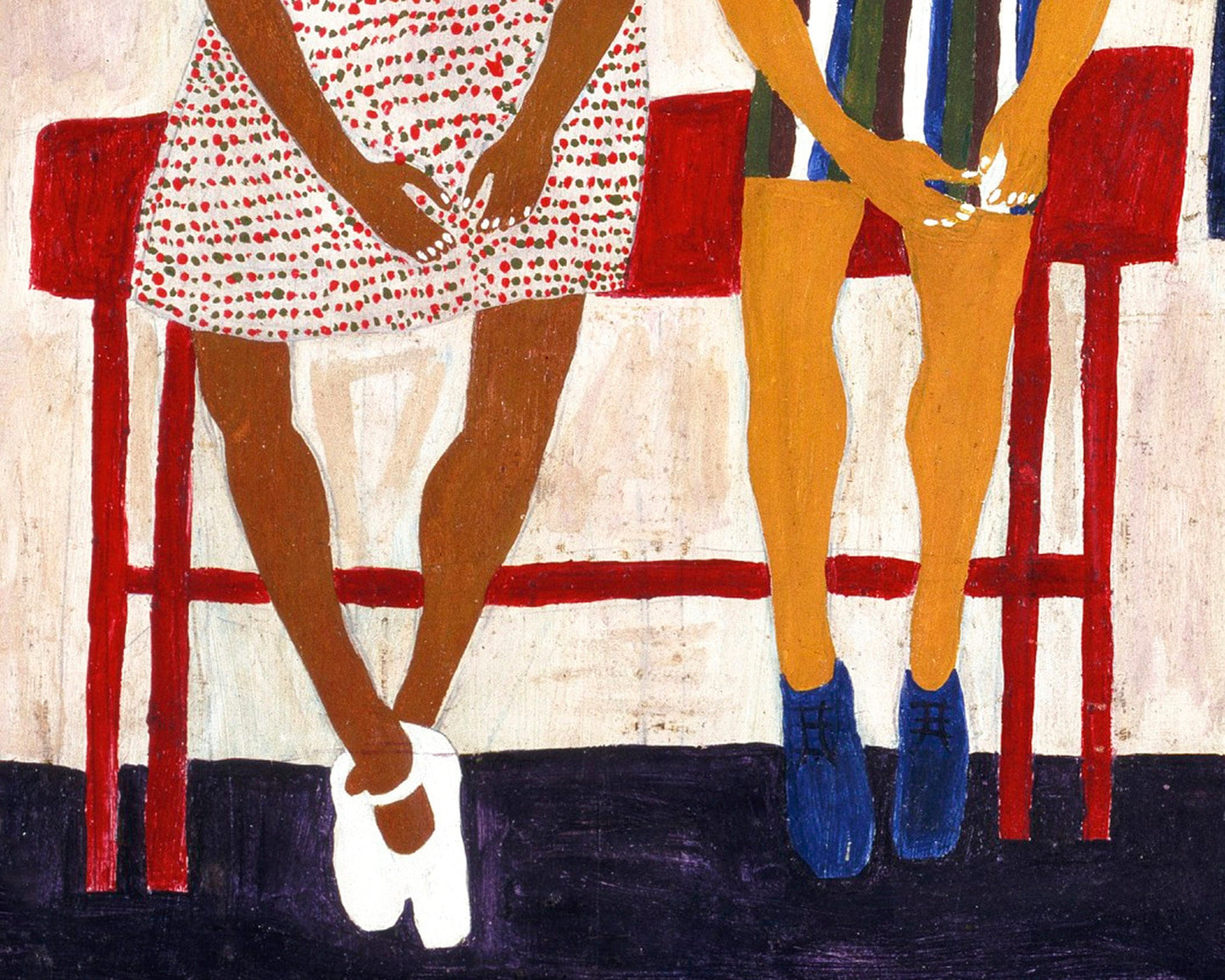 Portrait of 3 children | 1944 | Vintage African American folk art | Black artist | Primitive Americana wall art | Person of color art