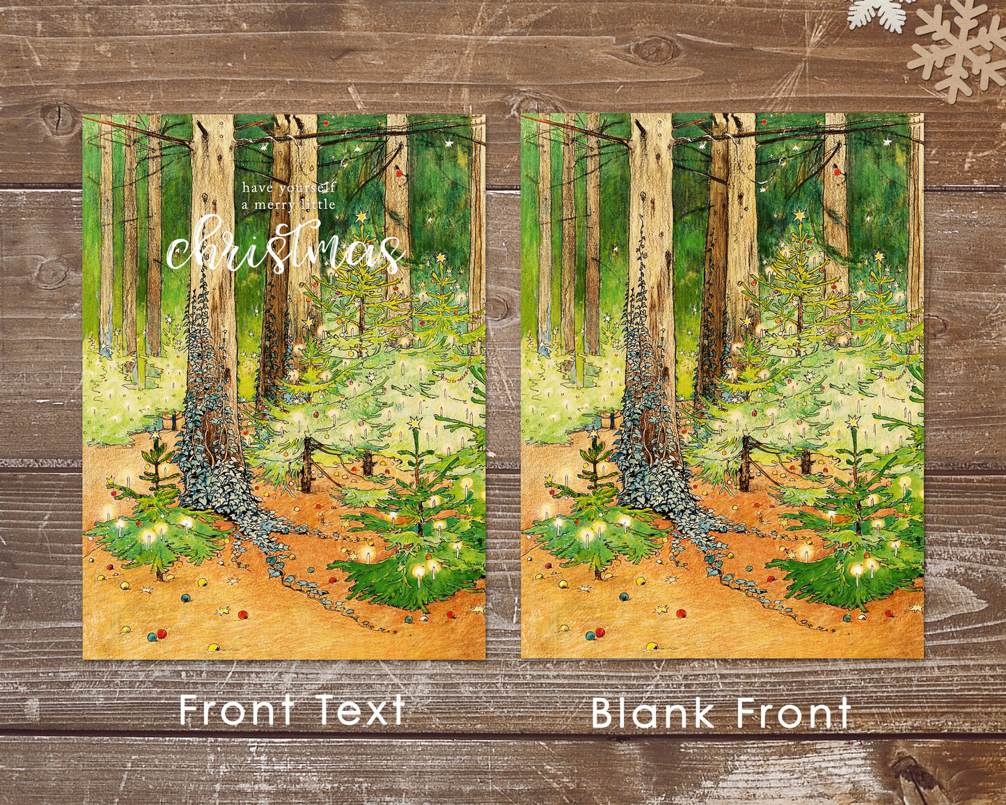 Christmas Tree Forest | 1898 | We are Here in the Christmas Tree Forest | Vintage holiday card | Blank inside