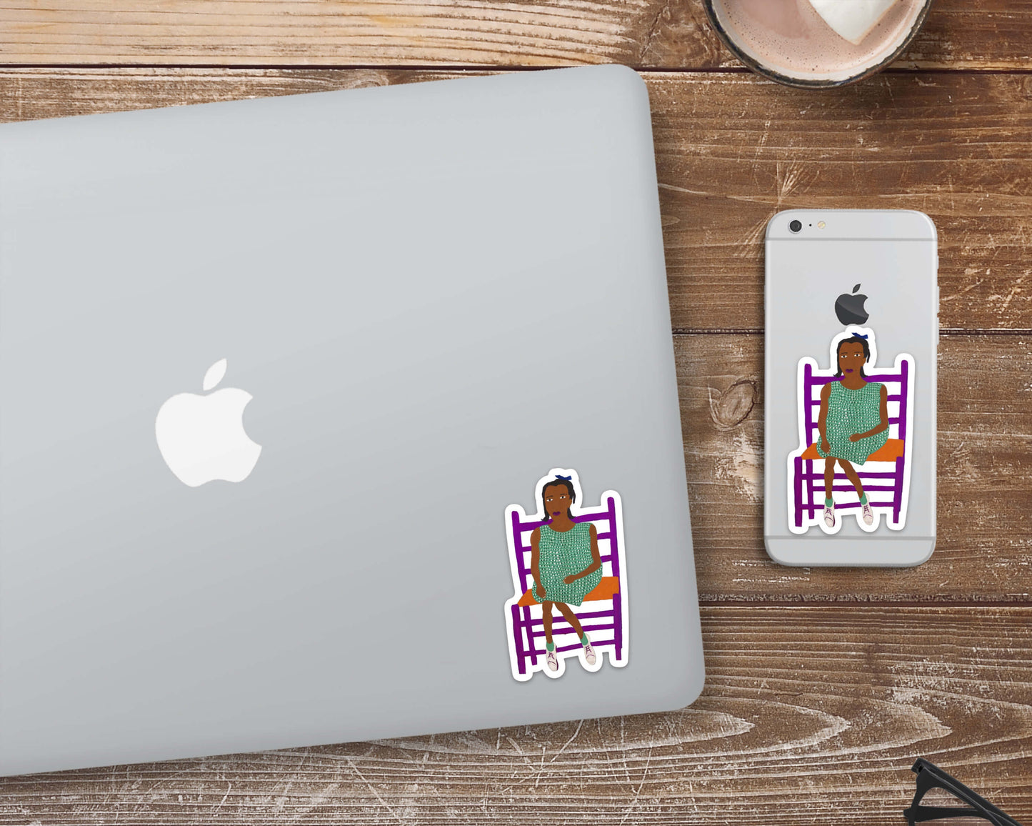 Colorful Ann Mae sticker | 3" waterproof vinyl decal | Works on laptop, bottle, larger phones | 20th century art | William H. Johnson