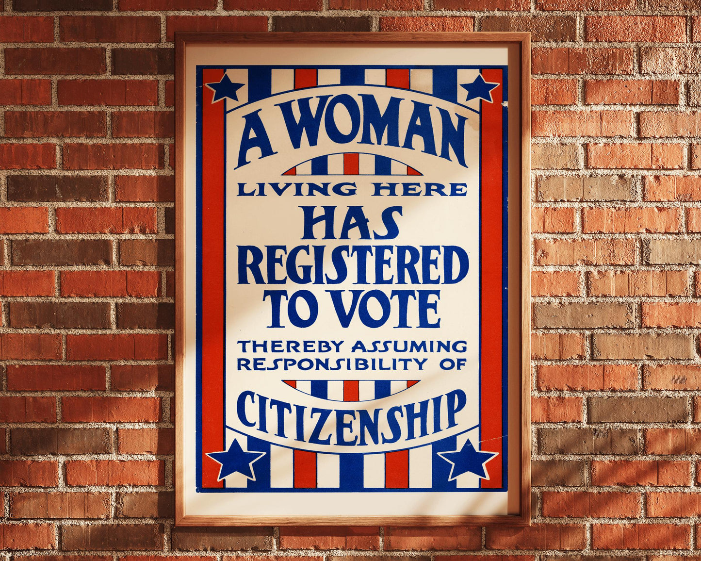 1920's Retro Political Poster - A Woman Here Has Registered to Vote - Vintage US Election Historic Wall Art