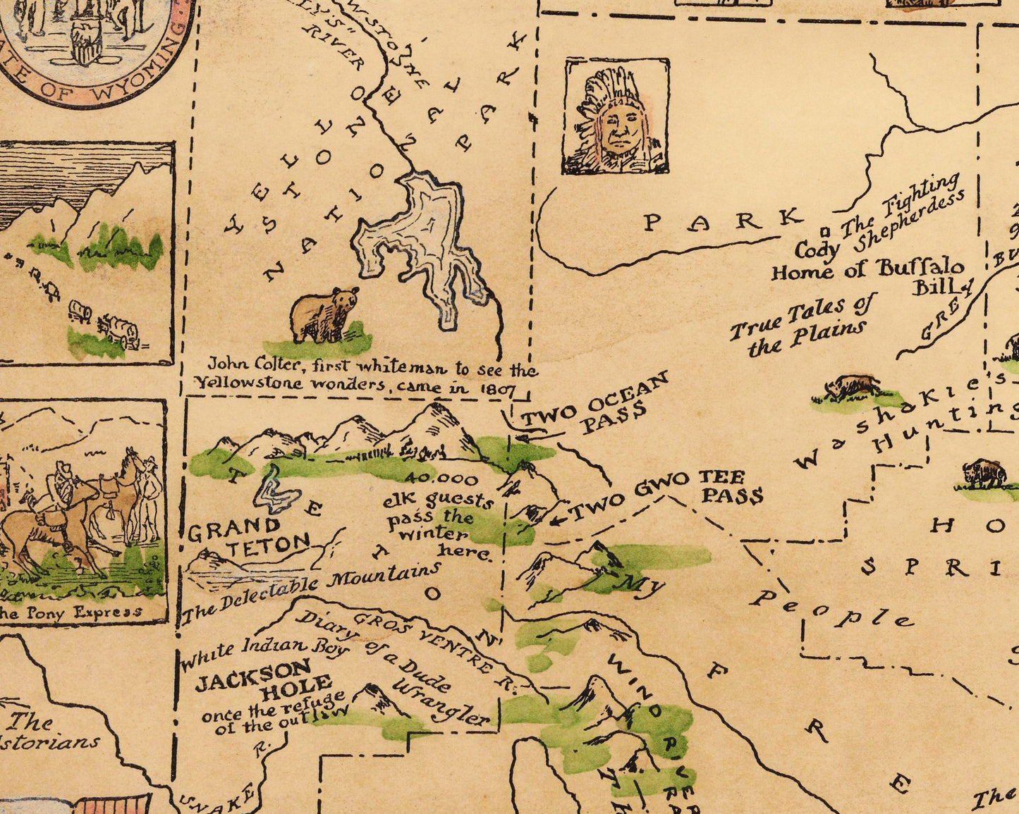 Map of the History and Romance of Wyoming | 1928