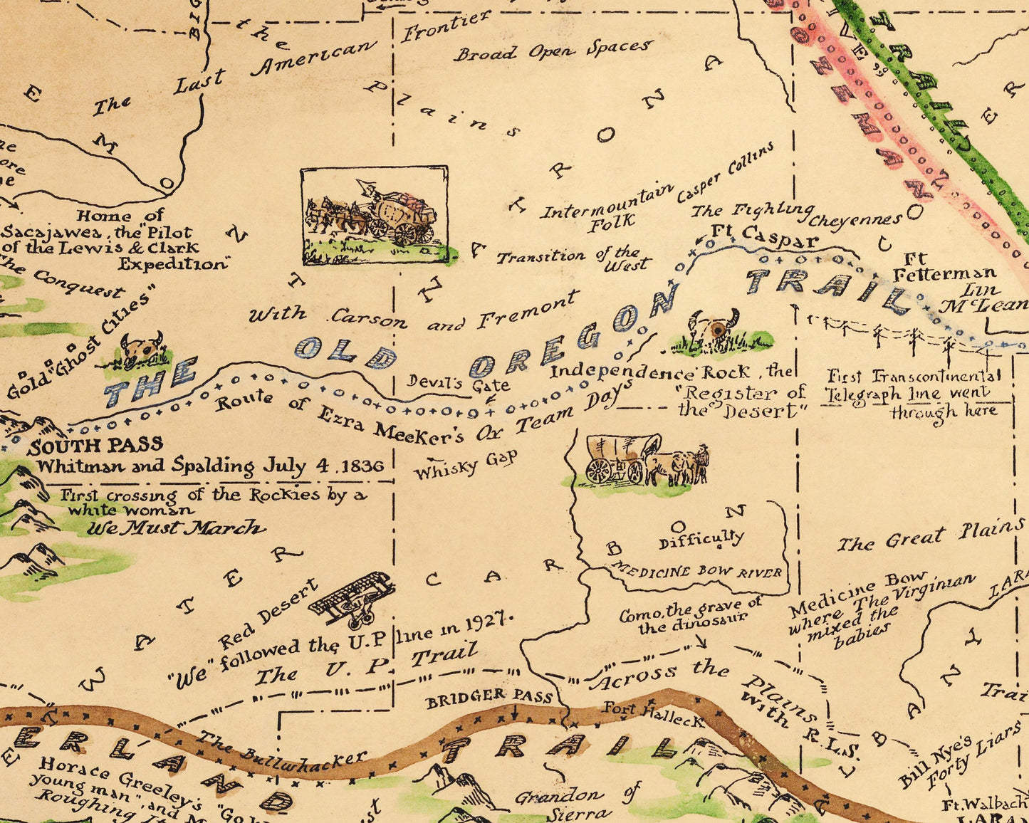 Map of the History and Romance of Wyoming | 1928