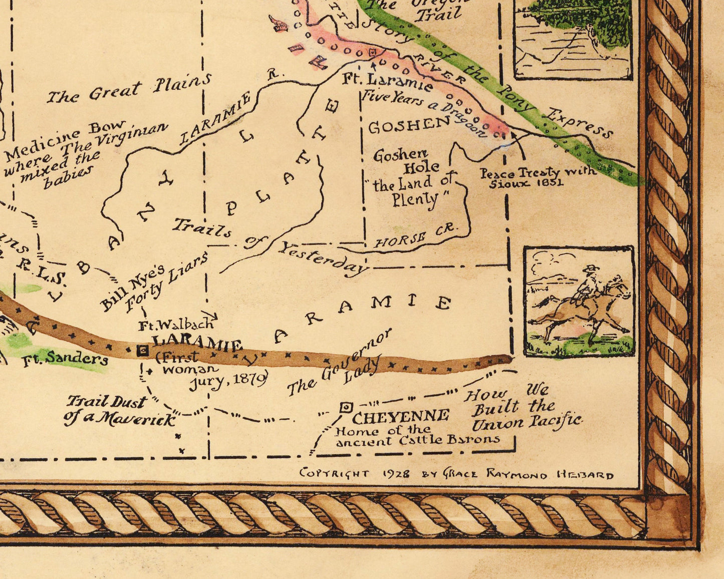 Map of the History and Romance of Wyoming | 1928