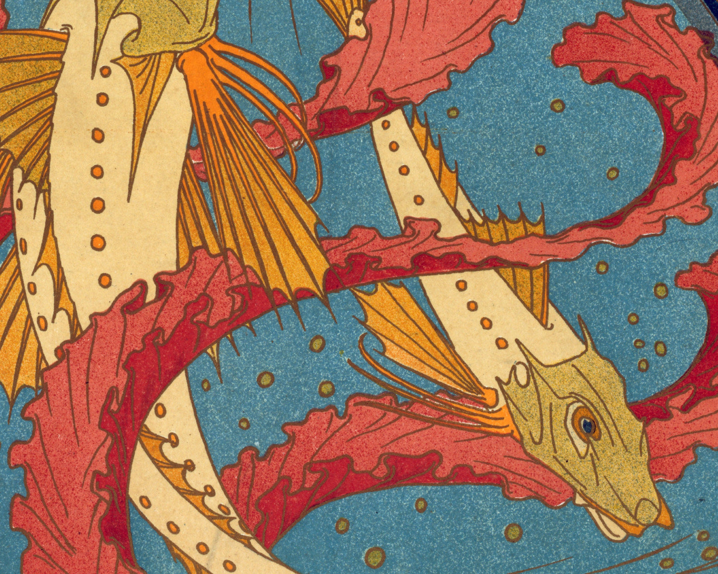 Peacocks and poppies, border. Gurnards, seaweed and shells, cloisonne enamel dish | 1897