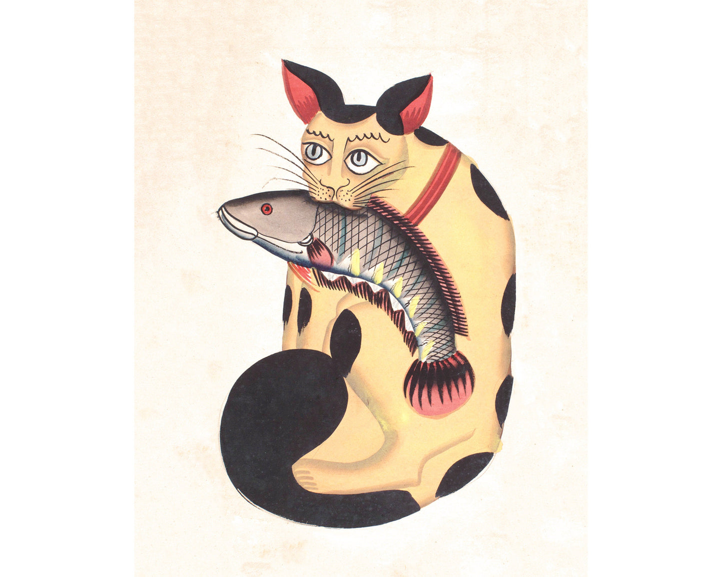 Kalighat Cat "Holding" a Fish | 19th Century