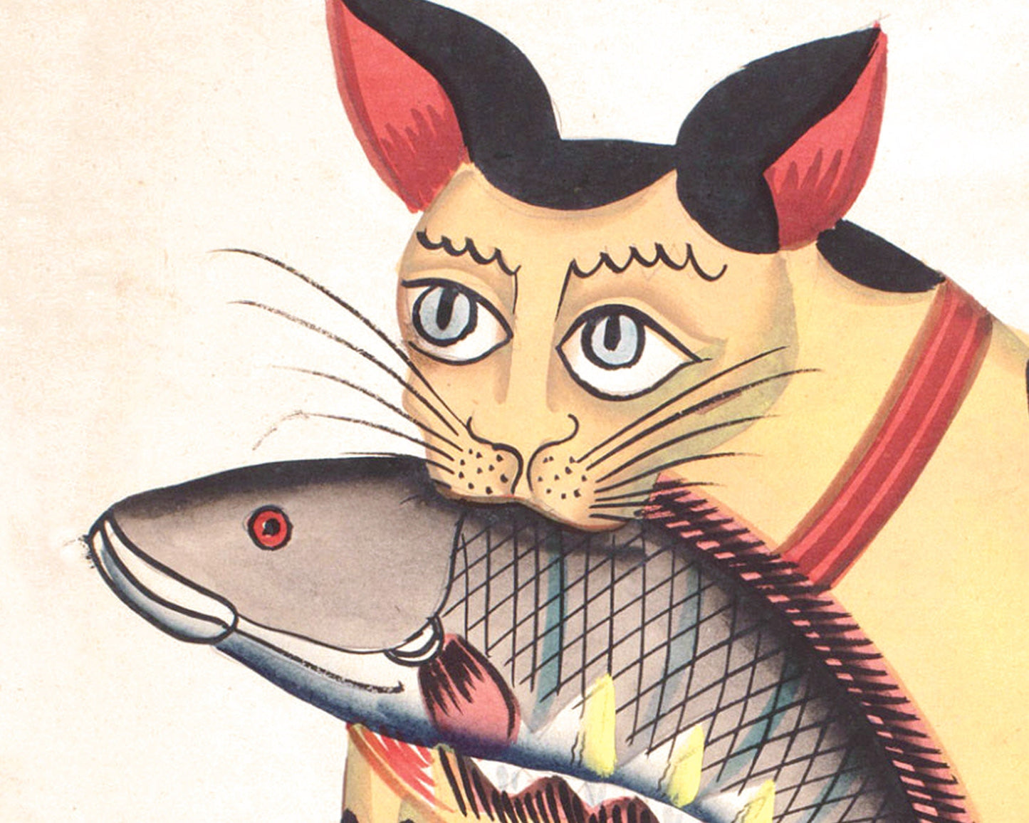 Kalighat Cat "Holding" a Fish | 19th Century