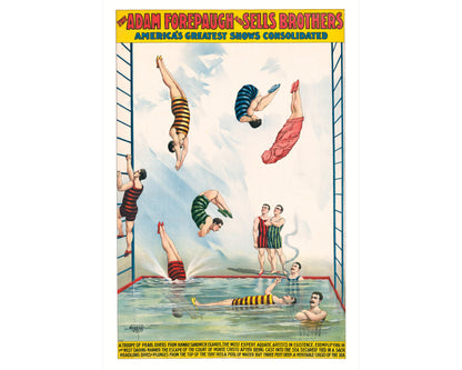 Circus of the sea | 1898 | Vintage French diving advertisement | Bathroom, kids, game room wall art | Modern vintage décor | Eco-friendly
