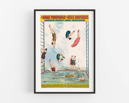 Circus of the sea | 1898 | Vintage French diving advertisement | Bathroom, kids, game room wall art | Modern vintage décor | Eco-friendly