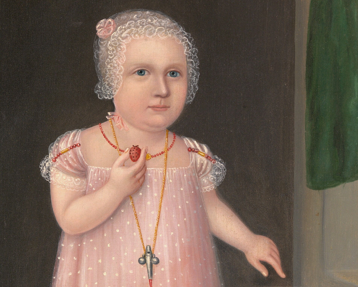 Toddler with strawberries | 1805 | American folk art portrait | Joshua Johnson | African American self-taught artist | Modern vintage décor