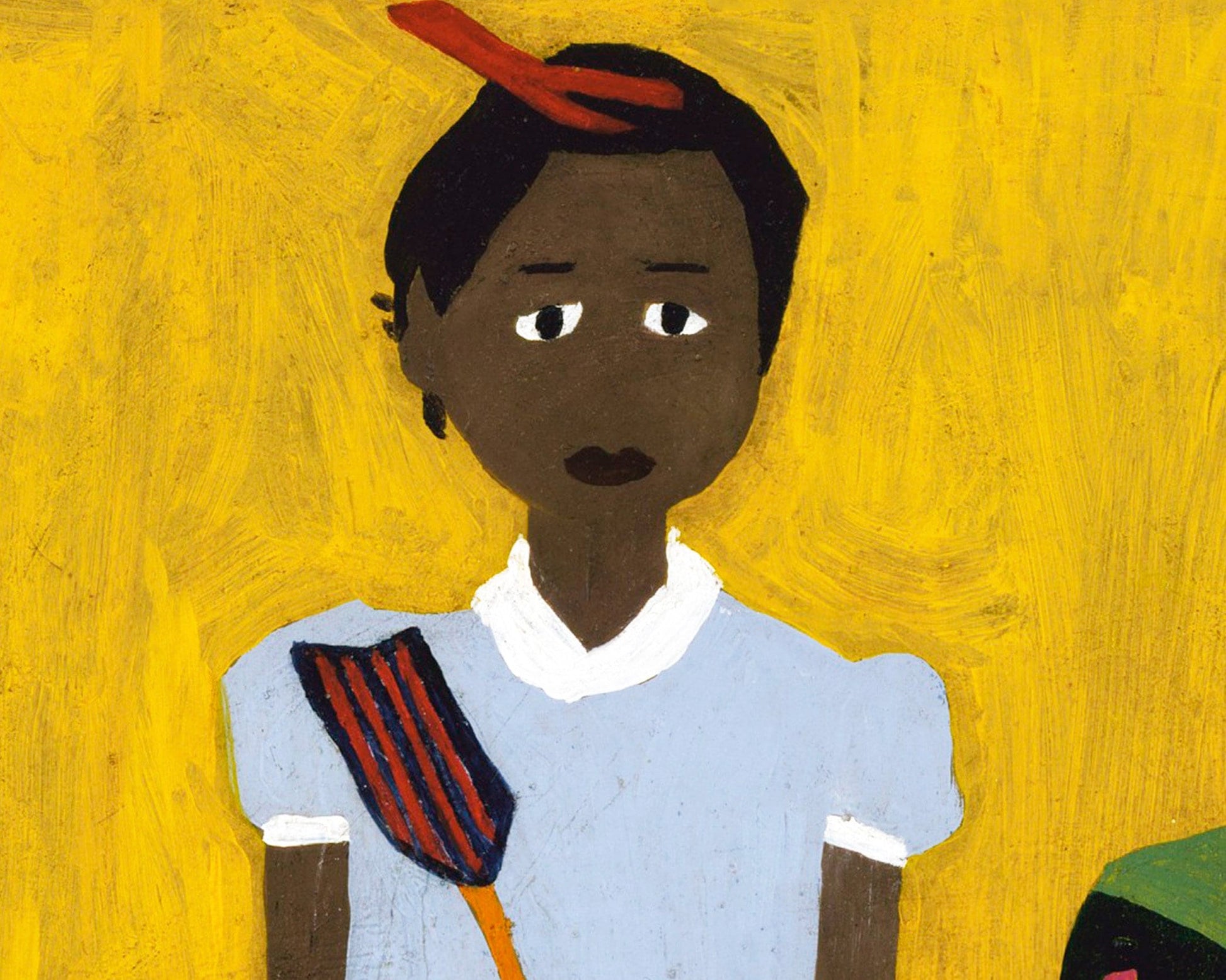 Li'l Sis | 1944 | Young girl portrait | Vintage African American folk art | Black artist | William H. Johnson | Americana fine art