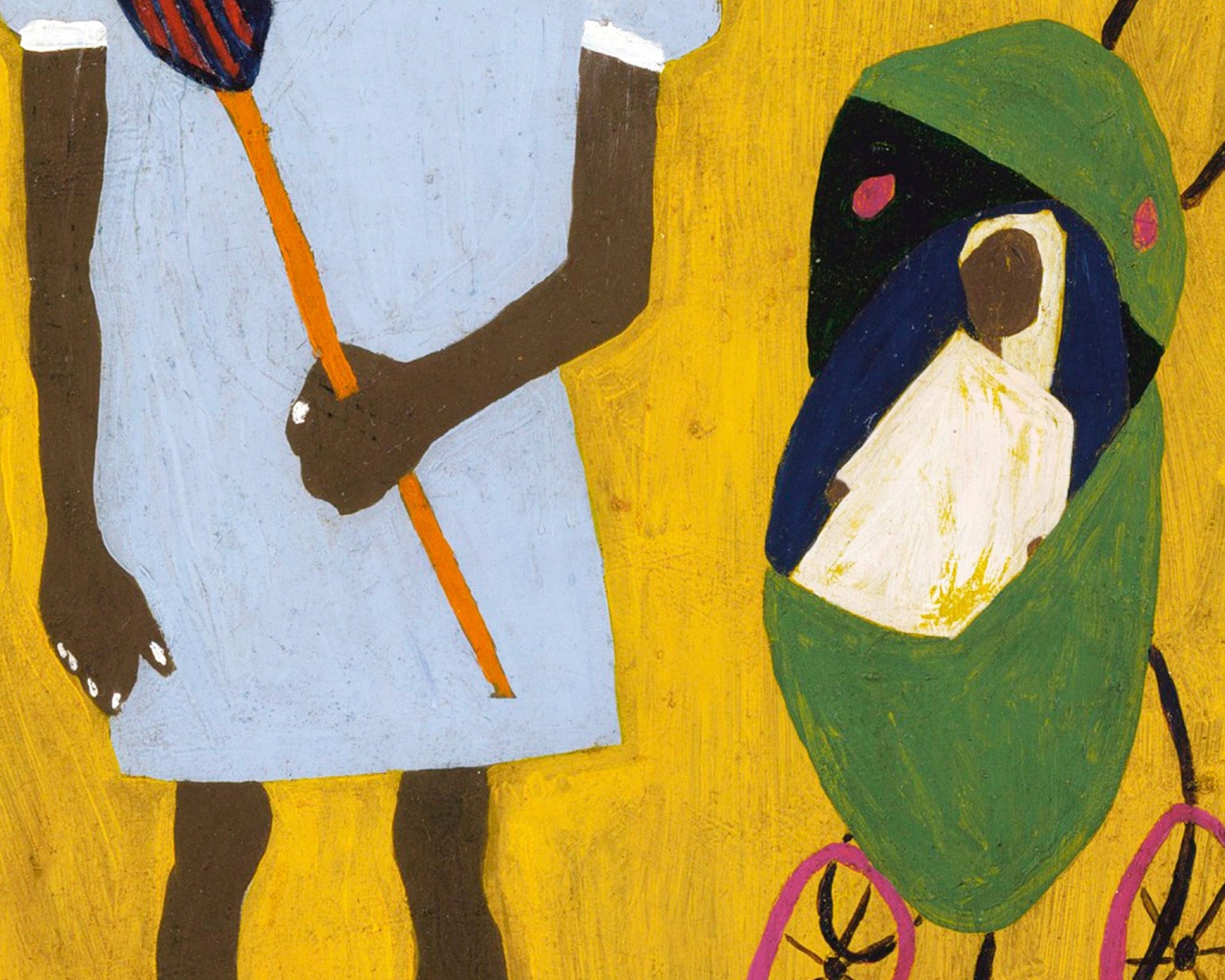 Li'l Sis | 1944 | Young girl portrait | Vintage African American folk art | Black artist | William H. Johnson | Americana fine art