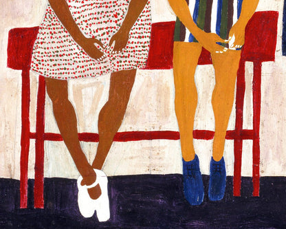 Portrait of 3 children | 1944 | Vintage African American folk art | Black artist | Primitive Americana wall art | Person of color art