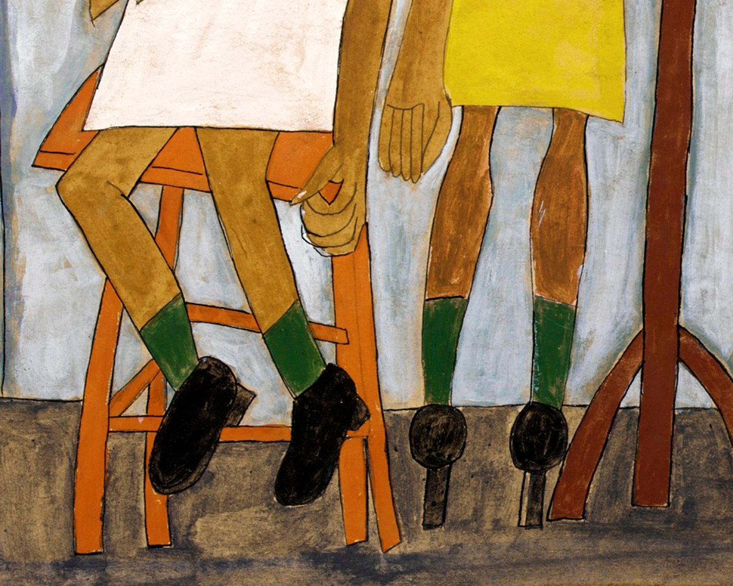 Going Out | 1939 | Portrait of two women | Vintage African American folk art | Black artist | Primitive Americana decor | Person of color