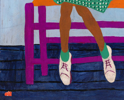Ann Mae | 1944 | Young girl portrait | Vintage African American folk art | Black artist | Americana wall art | Modern vintage wall décor