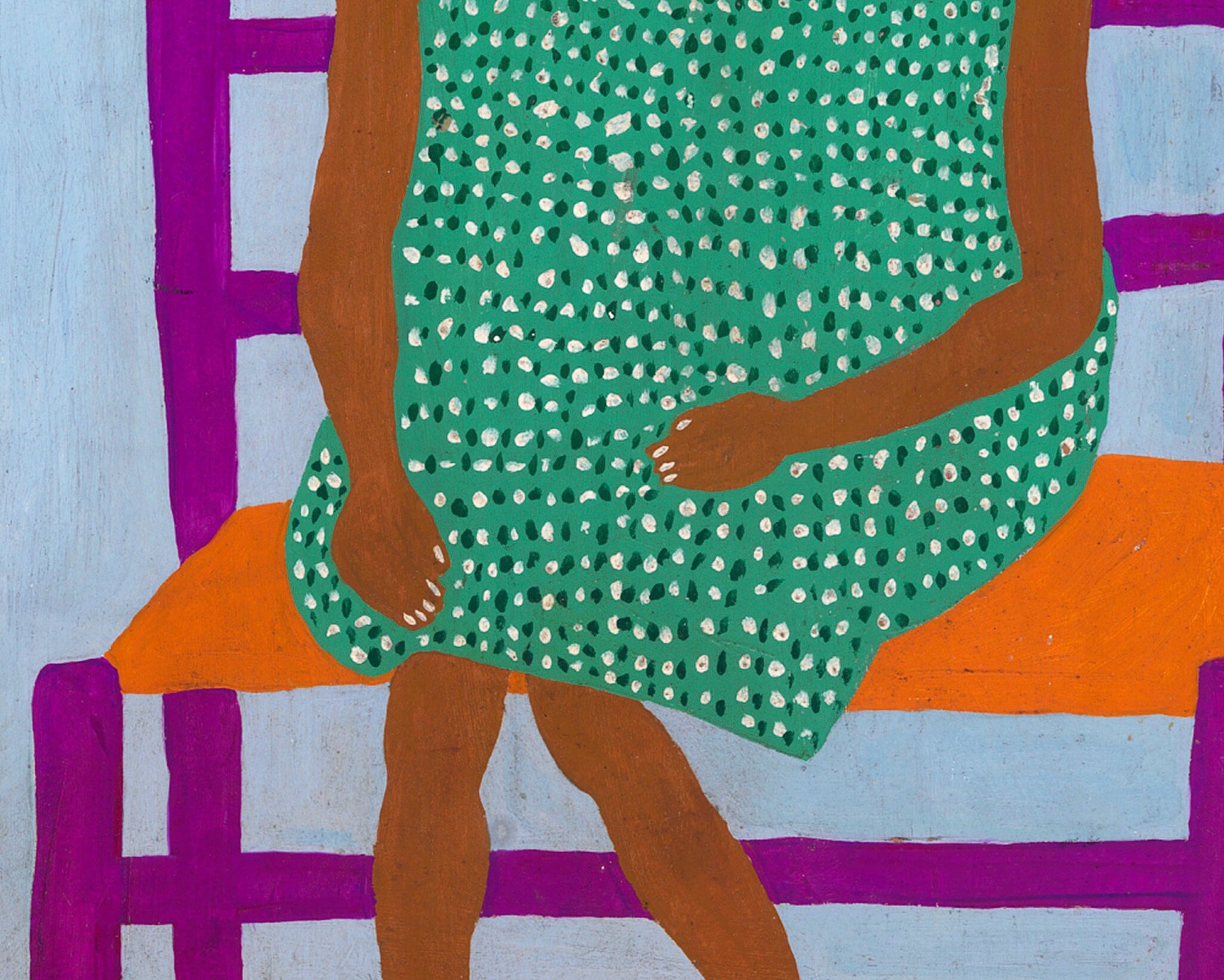 Ann Mae | 1944 | Young girl portrait | Vintage African American folk art | Black artist | Americana wall art | Modern vintage wall décor