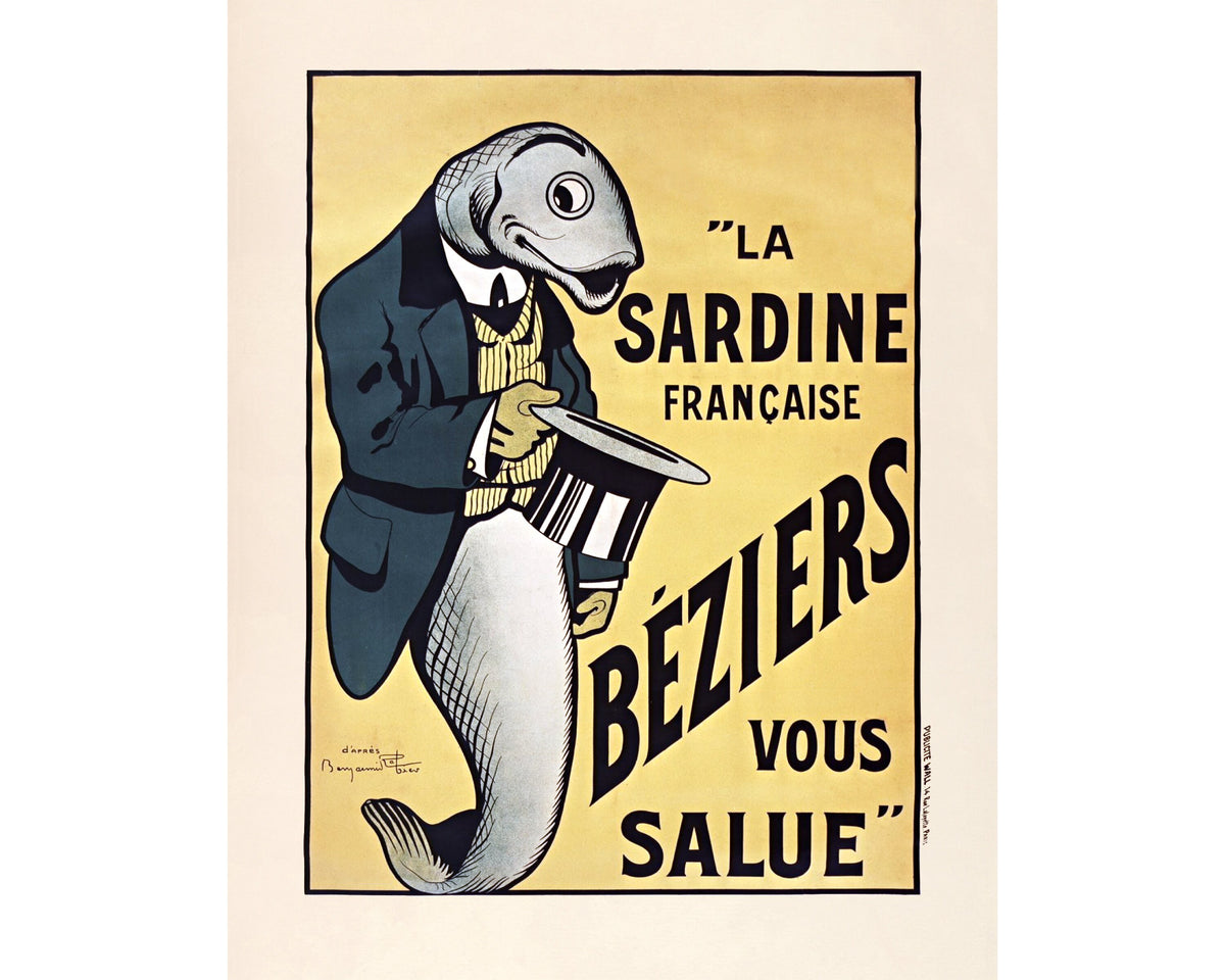French sardine ad | 1920 | Fish wall art | Kitchen, food decor | Vintage advertisement