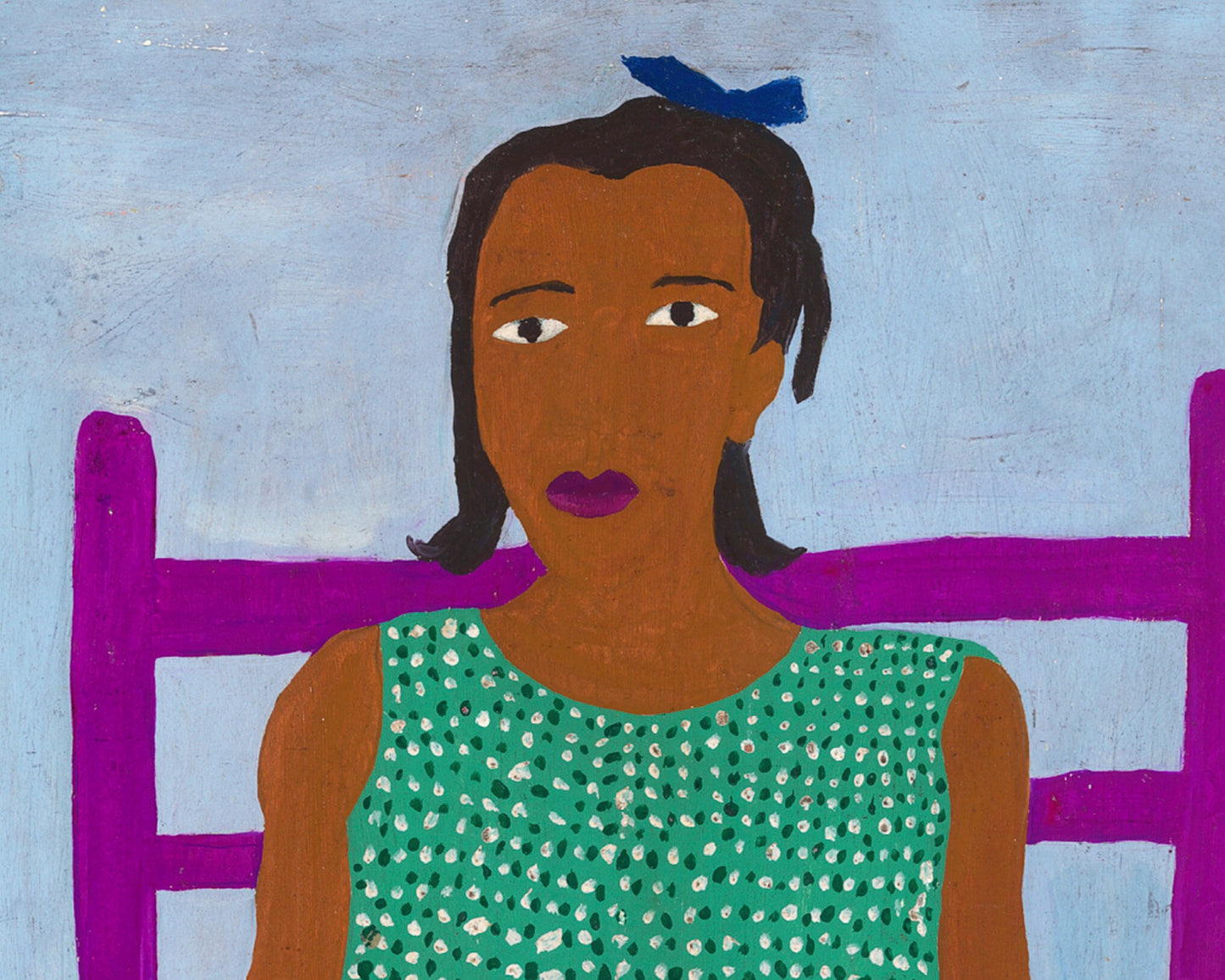 Ann Mae | 1944 | Young girl portrait | Vintage African American folk art | Black artist | Americana wall art | Modern vintage wall décor