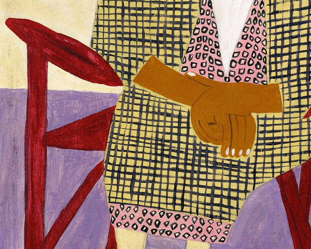 Mom & Dad | 1939 | Family portrait with cat | Vintage African American folk art | Black artist | Primitive Americana wall art