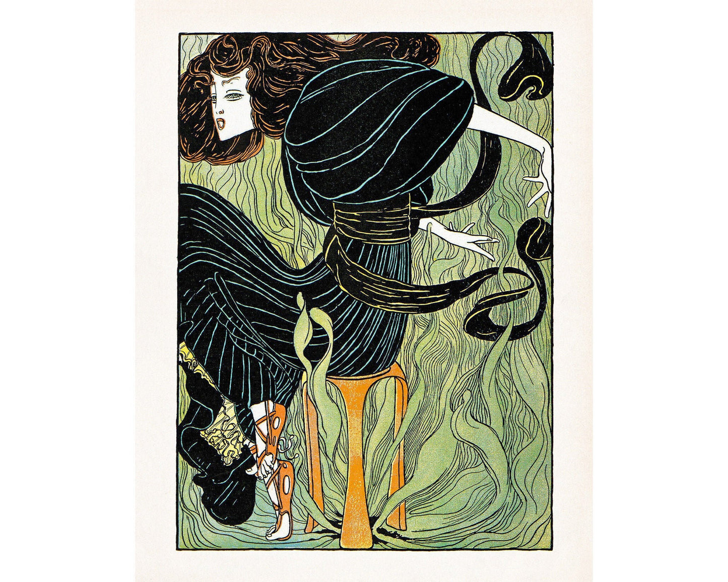Phythia High priestess of Apollo | 1896 | Vintage magazine illustration | Art nouveau wall art | 19th century fashion plate
