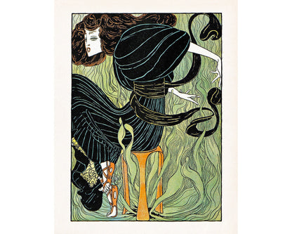 Phythia High priestess of Apollo | 1896 | Vintage magazine illustration | Art nouveau wall art | 19th century fashion plate