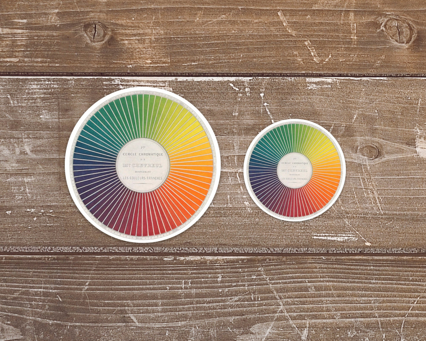 Vintage color wheel decal | Waterproof vinyl sticker | Works on laptop, phone, bottle | French color theory art | Designer art