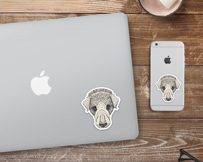 Vintage dog decal | Waterproof vinyl sticker | Works on laptop, phone, bottle | Julie de Graag Woodblock