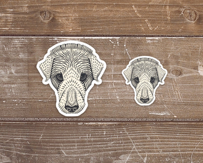 Vintage dog decal | Waterproof vinyl sticker | Works on laptop, phone, bottle | Julie de Graag Woodblock