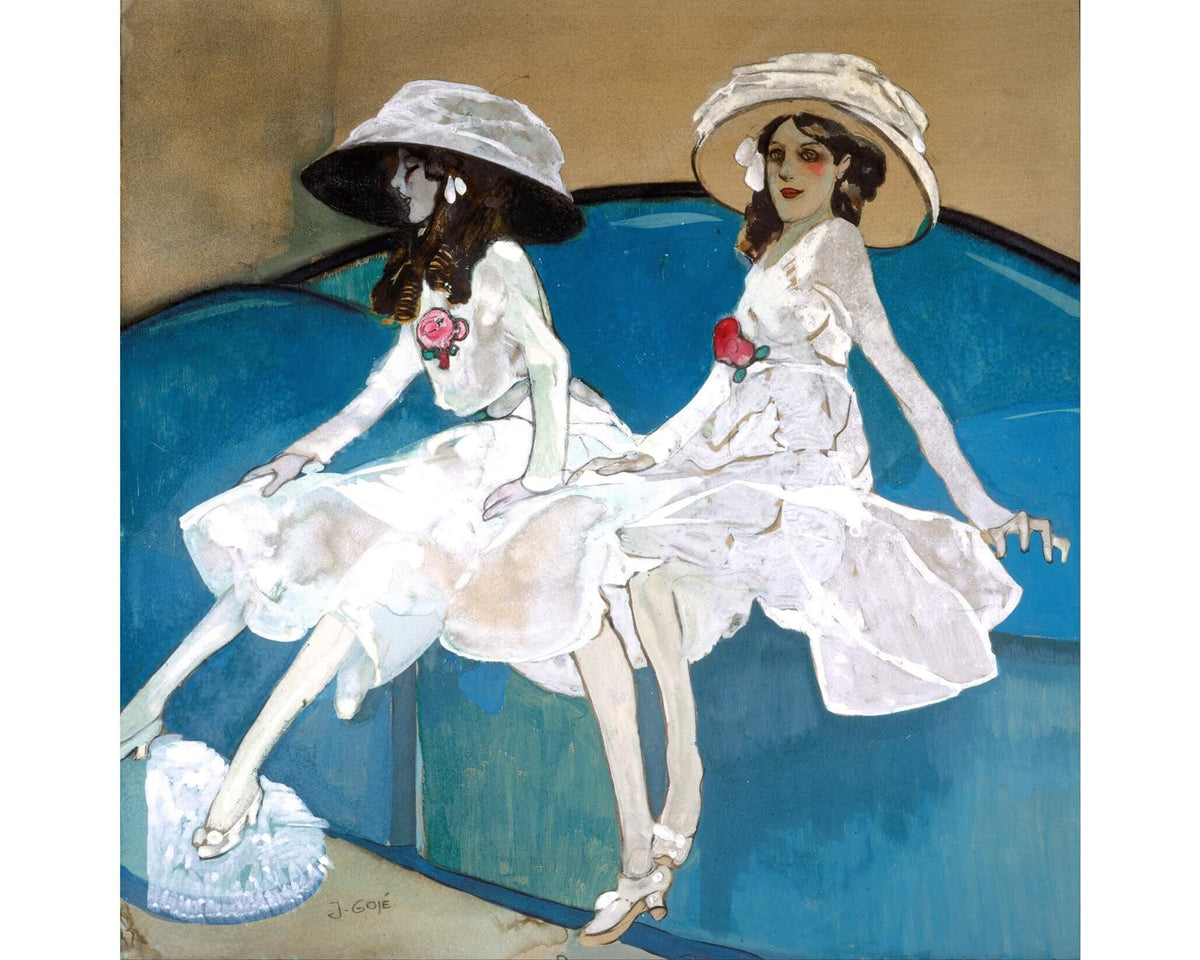 The Two Sisters | 1915 | Art nouveau portrait art | Portraiture wall art | Spanish artist