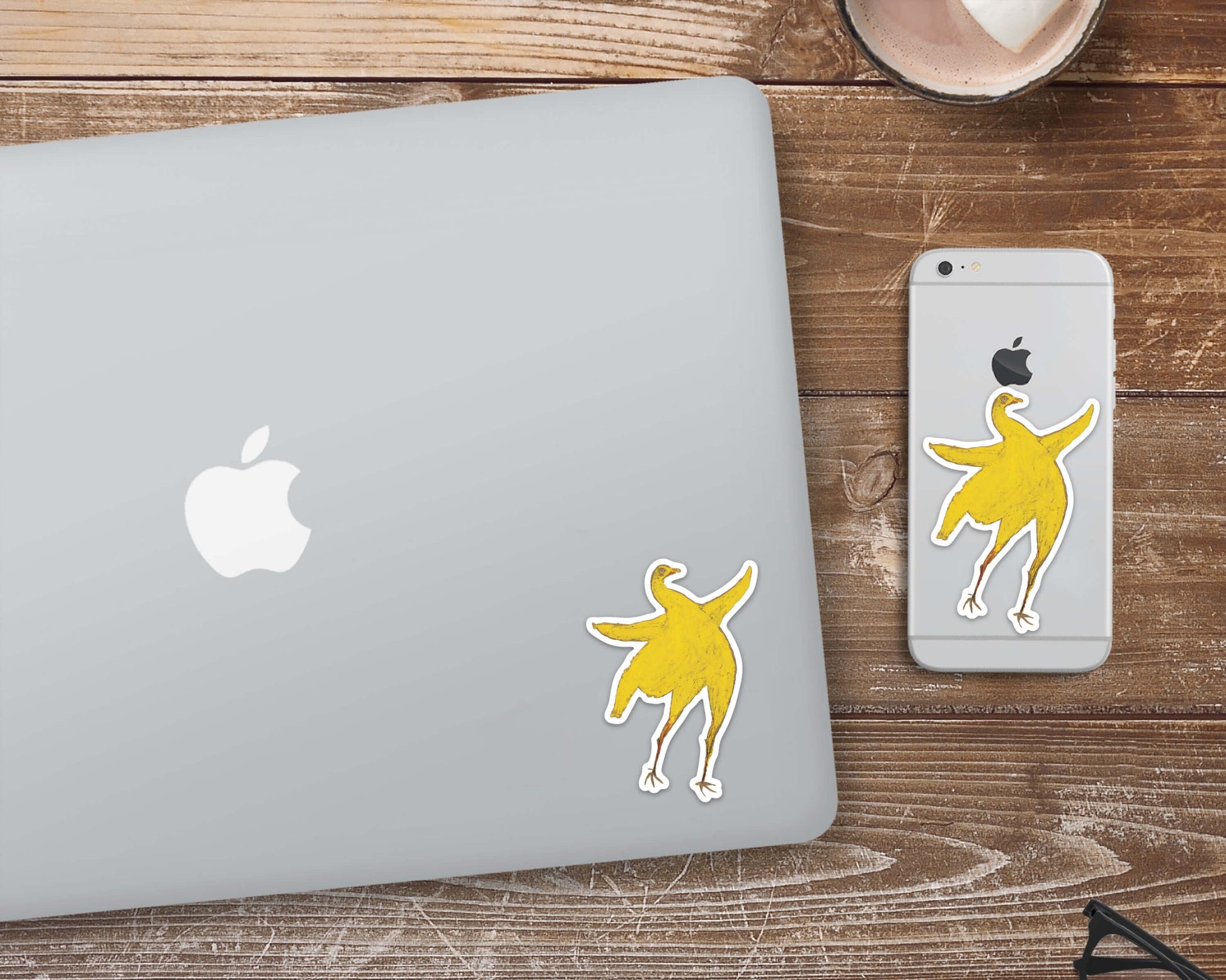 Happy chicken sticker | 3" waterproof vinyl decal | Works on laptop, bottle, phone | Bill Traylor folk art | 20th century Americana