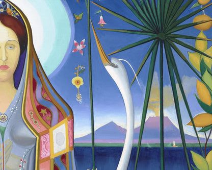 Purissima | 1927 | Modern Madonna art | Religious wall art | Paradise Landscape | Mount Vesuvius | Italian born artist | Joseph Stella