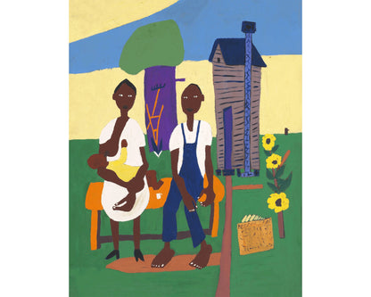 Nursing Child | 1944 | Family portrait | Vintage African American folk art | Black artist | William H. Johnson | Americana wall art