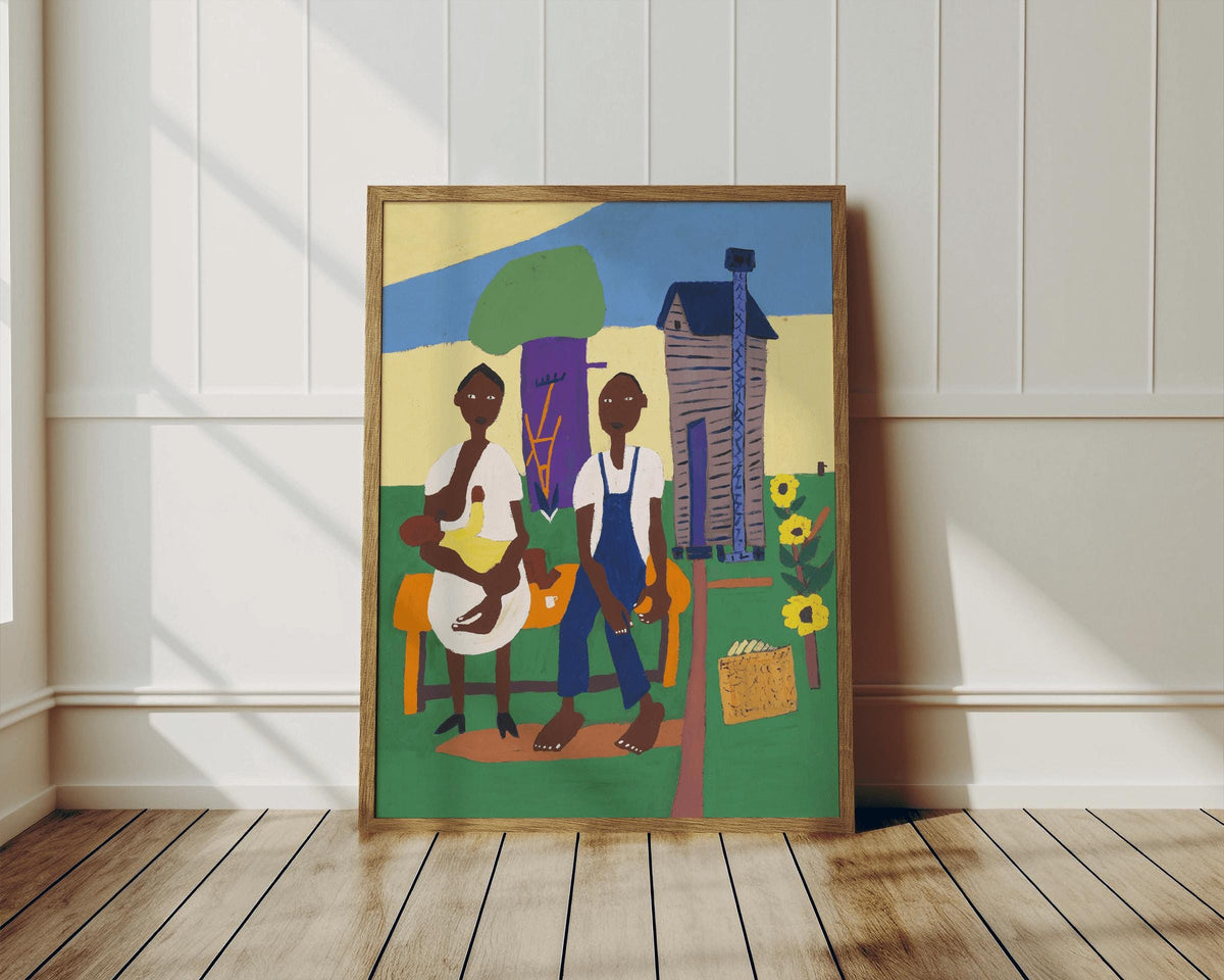 Nursing Child | 1944 | Family portrait | Vintage African American folk art | Black artist | William H. Johnson | Americana wall art