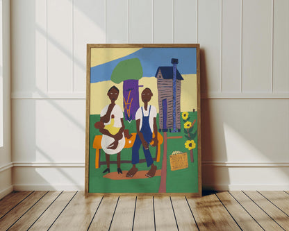 Nursing Child | 1944 | Family portrait | Vintage African American folk art | Black artist | William H. Johnson | Americana wall art