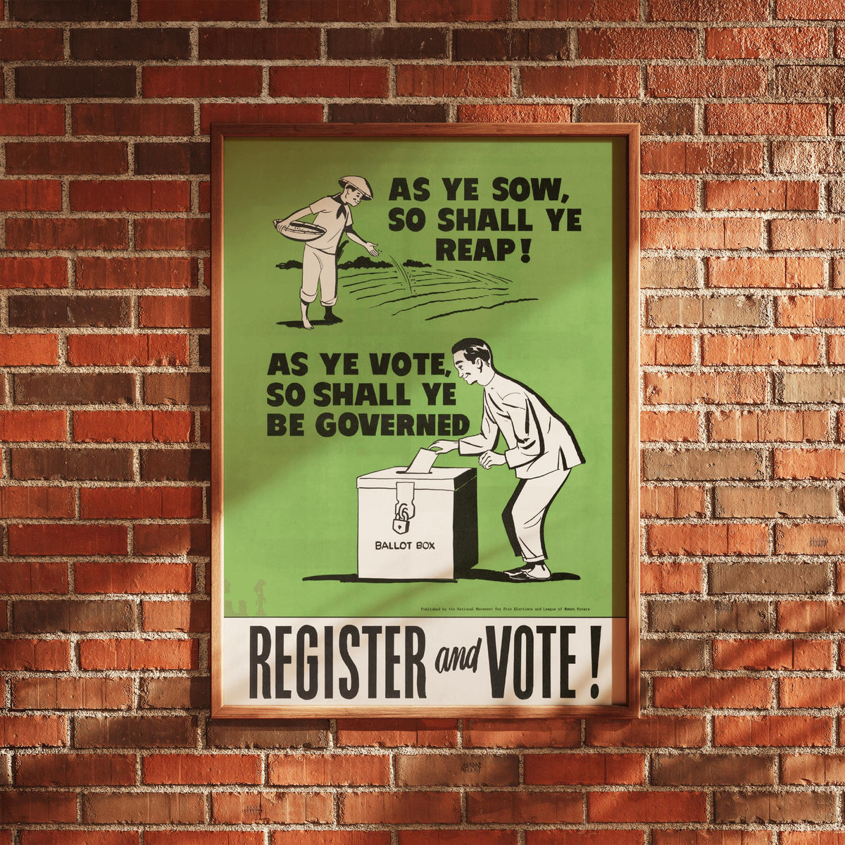 As Ye Sow Political Poster | 1951 | Retro Register and Vote | Light Academia aesthetic | Mid-century wall art