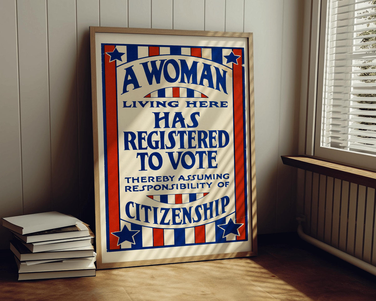 1920's Retro Political Poster - A Woman Here Has Registered to Vote - Vintage US Election Historic Wall Art