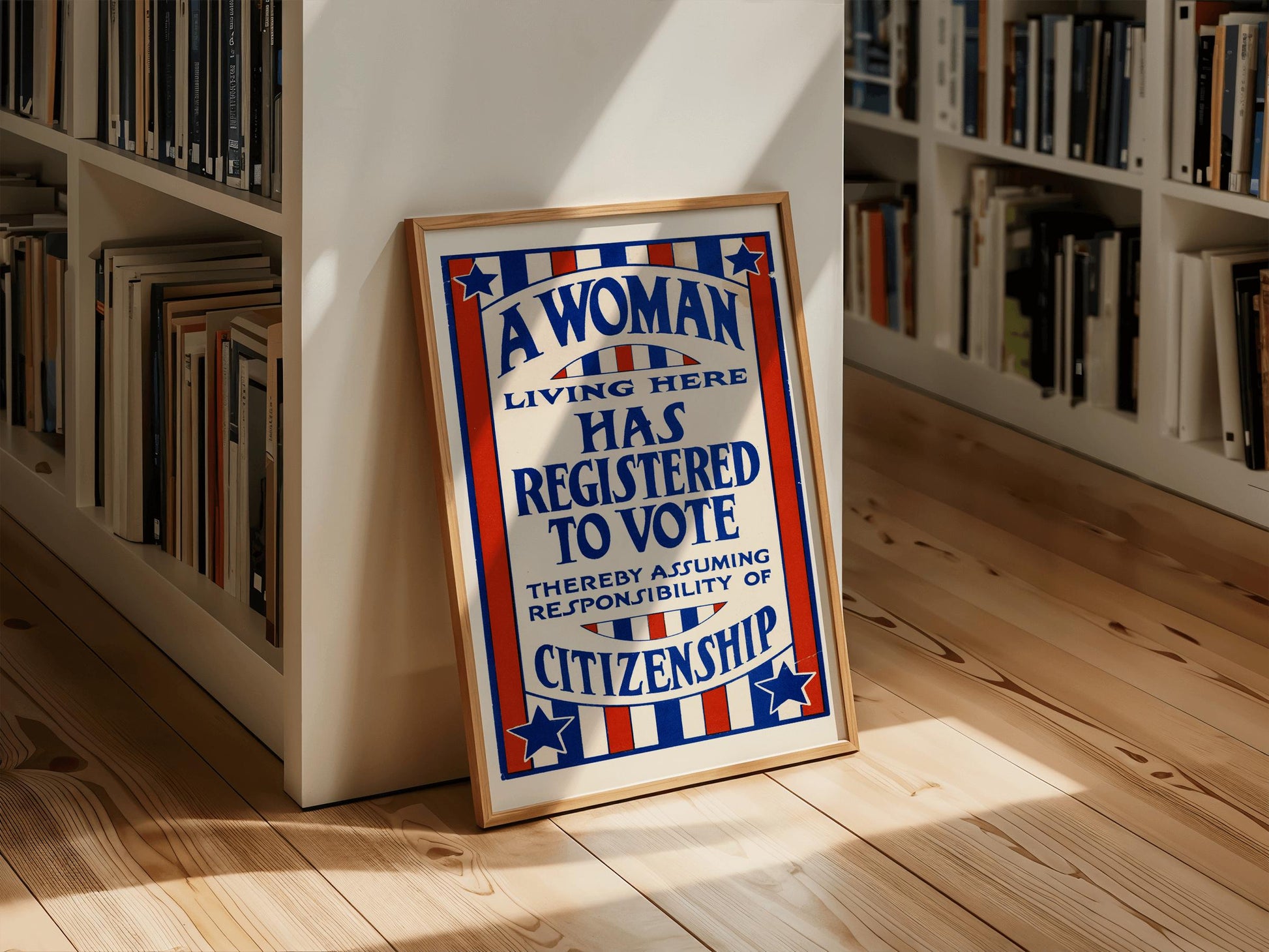 1920's Retro Political Poster - A Woman Here Has Registered to Vote - Vintage US Election Historic Wall Art