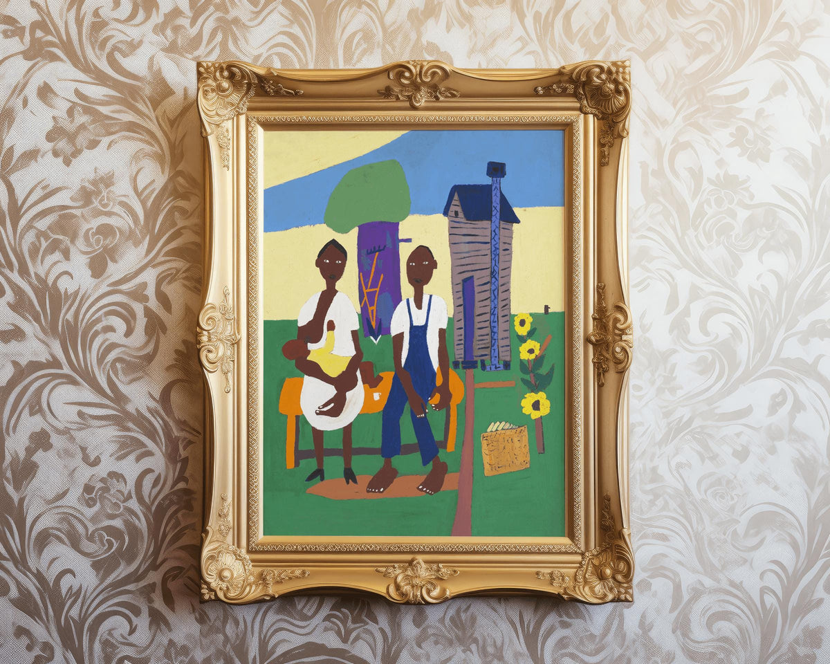 Nursing Child | 1944 | Family portrait | Vintage African American folk art | Black artist | William H. Johnson | Americana wall art