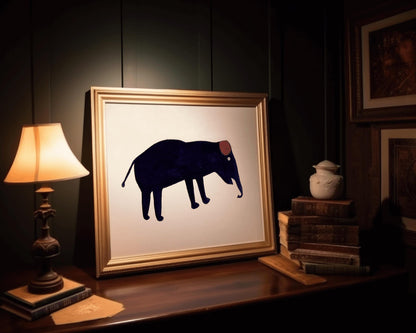 Elephant with brown ear | 1939 | Bill Traylor Americana art | Farm folk art | African American self-taught artist