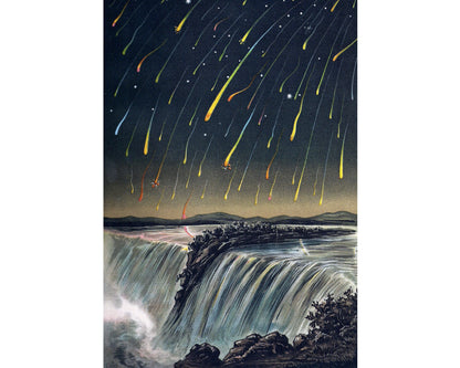 Leonid meteor storm of 1833 over Niagara Falls | 1888