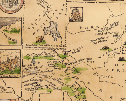 Map of the History and Romance of Wyoming | 1928