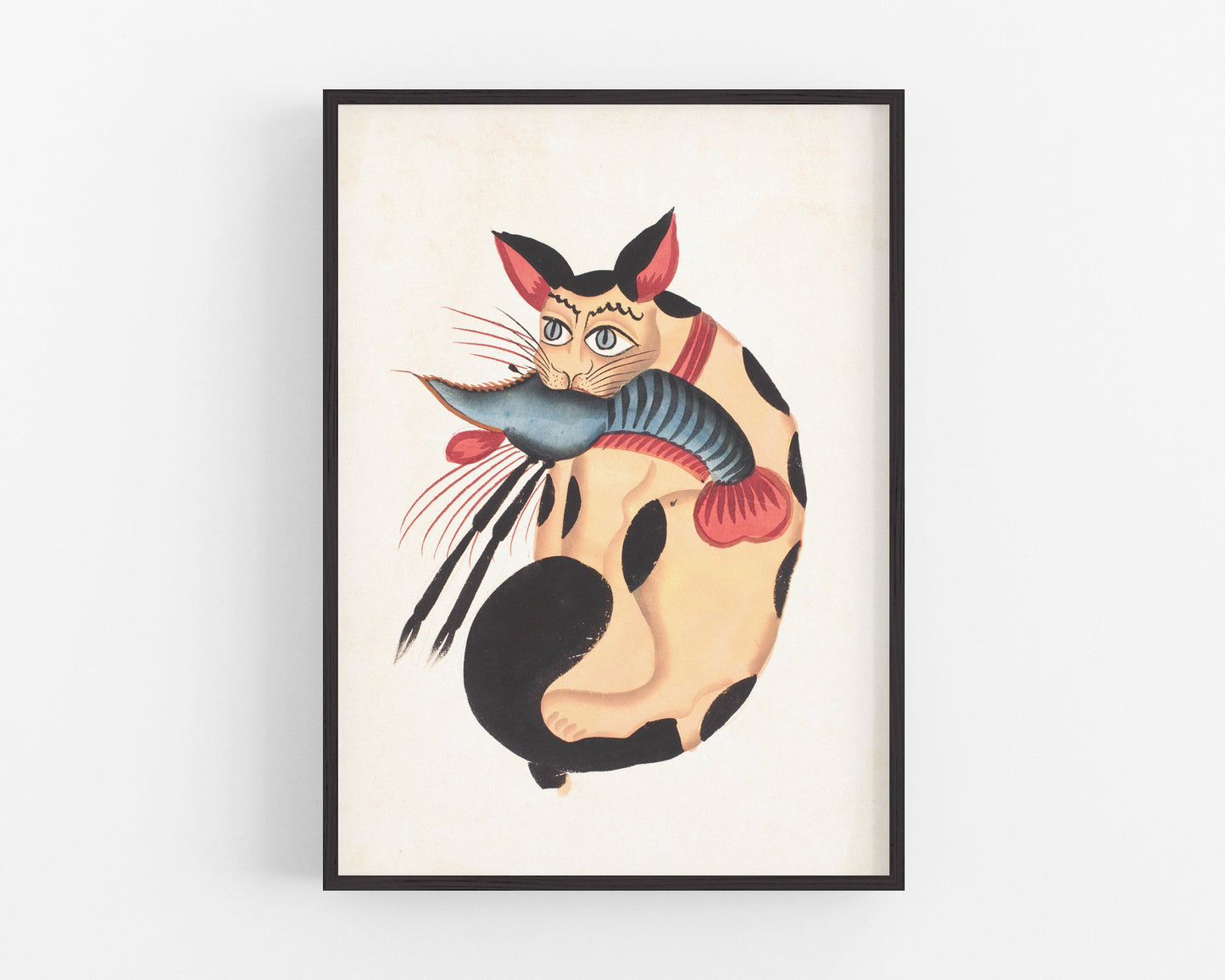 Kalighat Cat "Holding" a Prawn | 19th Century