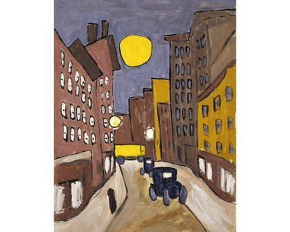 Harlem Street Scene with moon | 1940