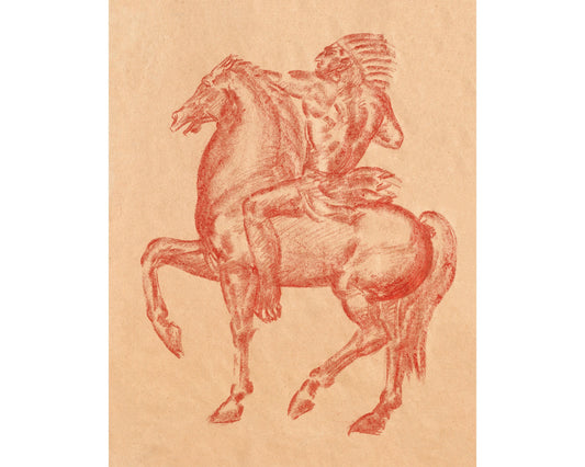 Native American on Horseback drawing | 19th century