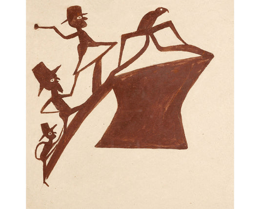 Brown Figures Chasing a Bird up Construction | 1939-42