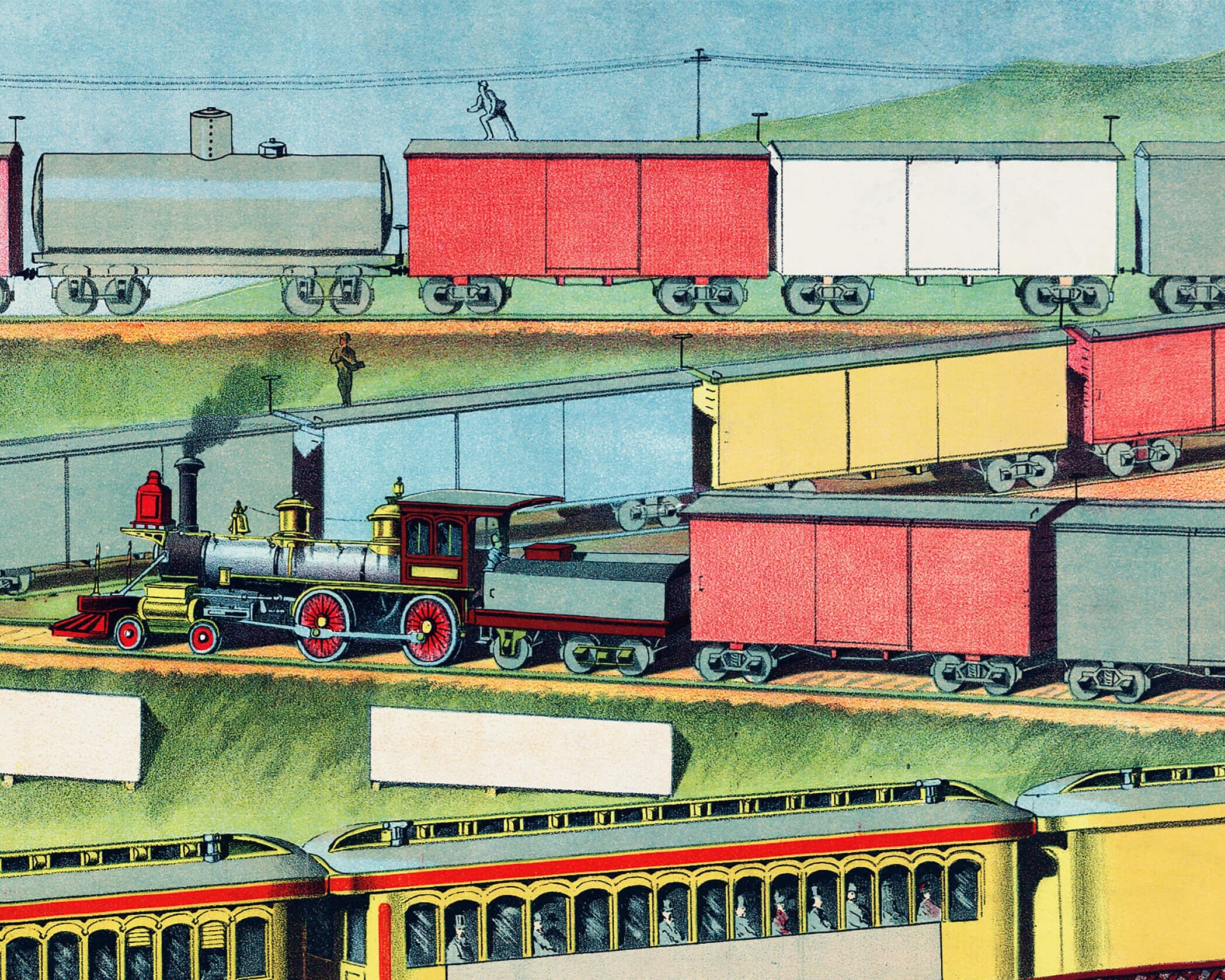 Zig Zag Passenger and Freight Train | 1885 – Prints Charming Press